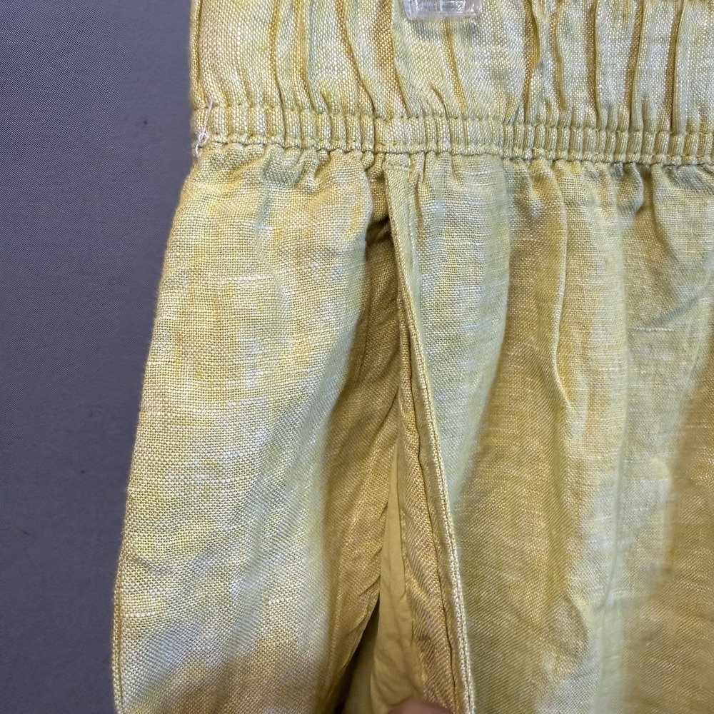 Tahari 100% Linen Pants Womens Large Wide Leg Pockets Elastic Waist Bright Green - Picture 3 of 8